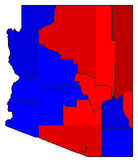 2002 Arizona County Map of General Election Results for Governor