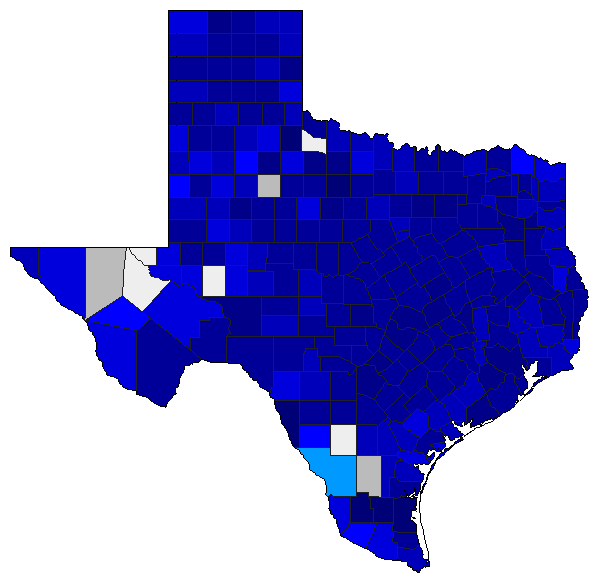 2002 Texas County Map of Republican Primary Election Results for Senator