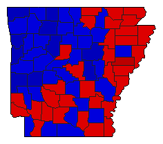 2002 Arkansas County Map of General Election Results for Governor
