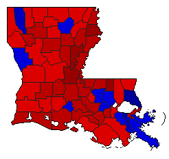 2003 Louisiana County Map of General Election Results for Governor