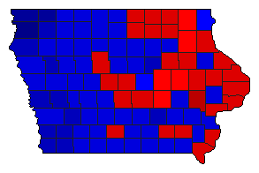 2004 Iowa County Map of General Election Results for President