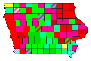 2004 Iowa County Map of Democratic Primary Election Results for President