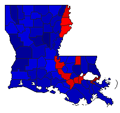 2004 Louisiana County Map of General Election Results for President