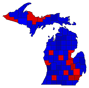 2004 Michigan County Map of General Election Results for President
