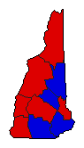 2004 New Hampshire County Map of General Election Results for President