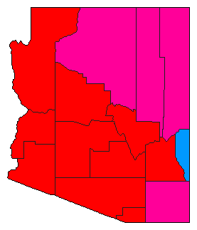 2004 Arizona County Map of Democratic Primary Election Results for President