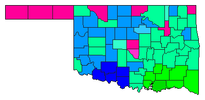 2004 Oklahoma County Map of Democratic Primary Election Results for President