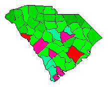 2004 South Carolina County Map of Democratic Primary Election Results for President