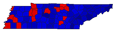2004 Tennessee County Map of General Election Results for President