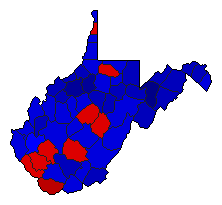 2004 West Virginia County Map of General Election Results for President