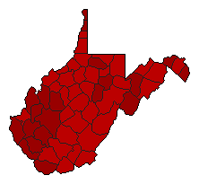 2004 West Virginia County Map of Democratic Primary Election Results for President