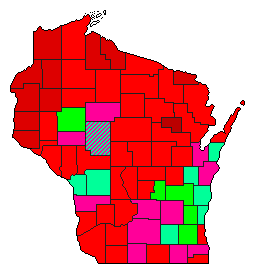 2004 Wisconsin County Map of Democratic Primary Election Results for President