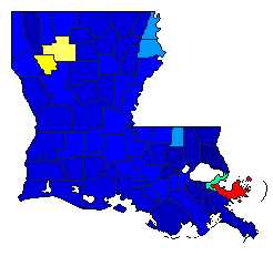 2007 Louisiana County Map of General Election Results for Governor