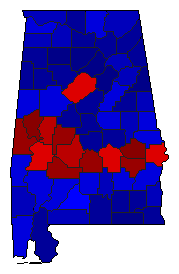 2008 Alabama County Map of General Election Results for President