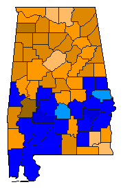 2008 Alabama County Map of Republican Primary Election Results for President