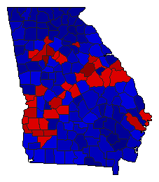 2008 Georgia County Map of General Election Results for President