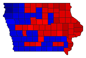 2008 Iowa County Map of General Election Results for President