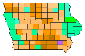 2008 Iowa County Map of Republican Primary Election Results for President