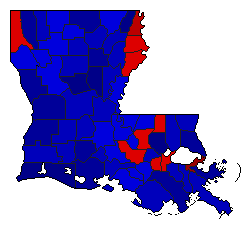 2008 Louisiana County Map of General Election Results for President