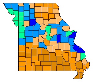 2008 Missouri County Map of Republican Primary Election Results for President