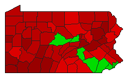 2008 Pennsylvania County Map of Democratic Primary Election Results for President