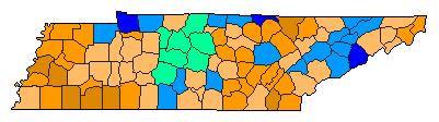 2008 Tennessee County Map of Republican Primary Election Results for President