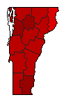 2008 Vermont County Map of General Election Results for President