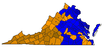 2008 Virginia County Map of Republican Primary Election Results for President