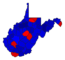2008 West Virginia County Map of General Election Results for President