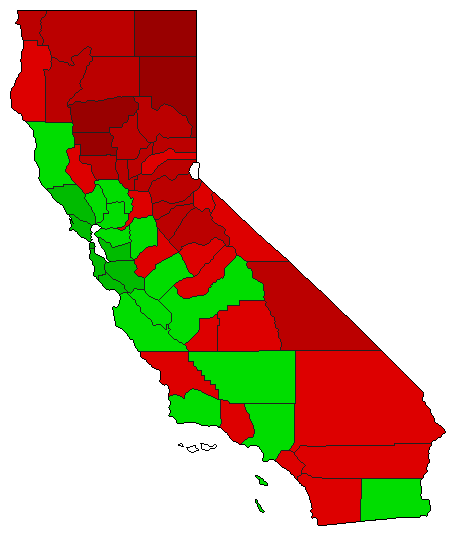 2008 California County Map of General Election Results for Initiative