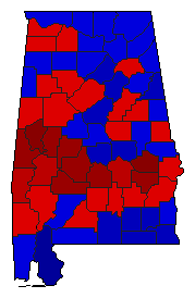 2010 Alabama County Map of General Election Results for Lt. Governor