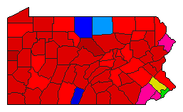 2010 Pennsylvania County Map of Democratic Primary Election Results for Governor