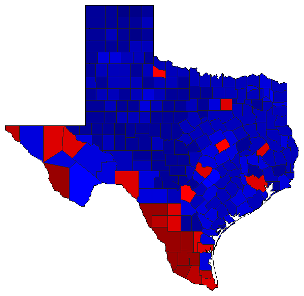2010 Texas County Map of General Election Results for Governor