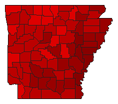 2010 Arkansas County Map of General Election Results for Governor
