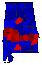 2012 Alabama County Map of General Election Results for President