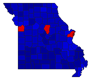 2012 Missouri County Map of General Election Results for President