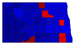 2012 North Dakota County Map of General Election Results for President