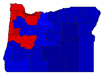 2012 Oregon County Map of General Election Results for President