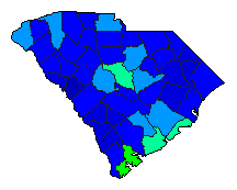 2012 South Carolina County Map of Republican Primary Election Results for President