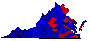 2012 Virginia County Map of General Election Results for President