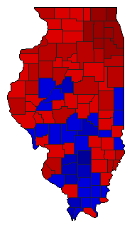 2014 Illinois County Map of Democratic Primary Election Results for Governor