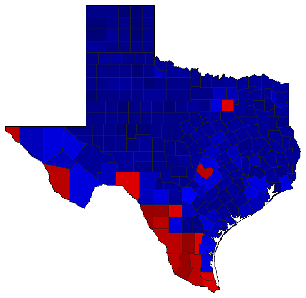 2014 Texas County Map of General Election Results for Governor