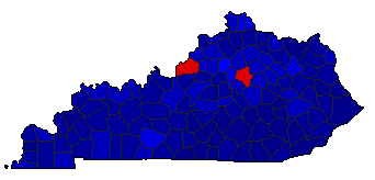 2016 Kentucky County Map of General Election Results for President