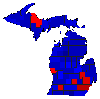 2016 Michigan County Map of General Election Results for President