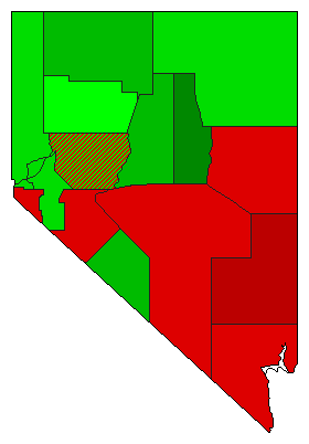 2016 Nevada County Map of Democratic Primary Election Results for President