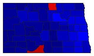2016 North Dakota County Map of General Election Results for President