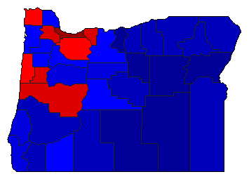 2016 Oregon County Map of General Election Results for President