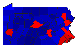 2016 Pennsylvania County Map of General Election Results for President