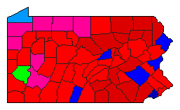 2016 Pennsylvania County Map of Democratic Primary Election Results for Senator