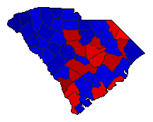 2016 South Carolina County Map of General Election Results for President